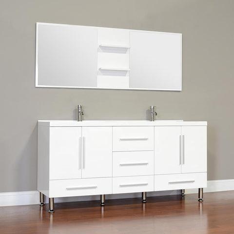Image of Alya Bath Ripley 67" Double Modern Bathroom Vanity Set with Mirror AT-8063-B-S