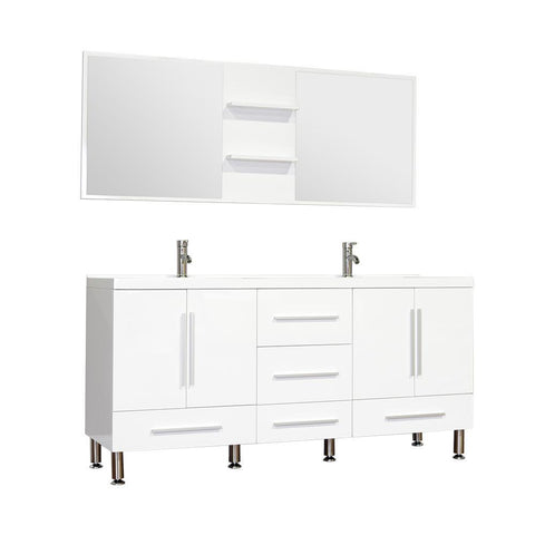 Image of Alya Bath Ripley 67" Double Modern Bathroom Vanity Set with Mirror AT-8063-W-S