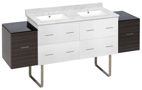 Image of American Imaginations Xena 74.5-in. W Floor Mount White-Dawn Grey Vanity Set For 1 Hole Drilling Bianca Carara Top White UM Sink AI-20172