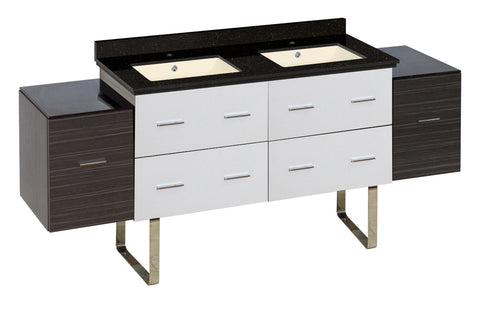 Image of American Imaginations Xena 74.5-in. W Floor Mount White-Dawn Grey Vanity Set For 1 Hole Drilling Black Galaxy Top Biscuit UM Sink AI-20185