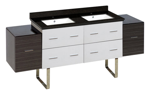 Image of American Imaginations Xena 74.5-in. W Floor Mount White-Dawn Grey Vanity Set For 1 Hole Drilling Black Galaxy Top White UM Sink AI-20184