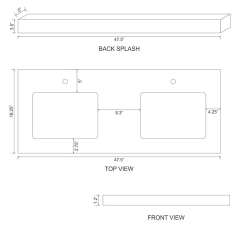 Image of American Imaginations Xena 74.5-in. W Wall Mount White-Dawn Grey Vanity Set For 1 Hole Drilling Black Galaxy Top Biscuit UM Sink AI-20164