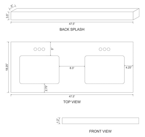 Image of American Imaginations Xena 74.5-in. W Wall Mount White-Dawn Grey Vanity Set For 3H4-in. Drilling Bianca Carara Top Biscuit UM Sink AI-20154