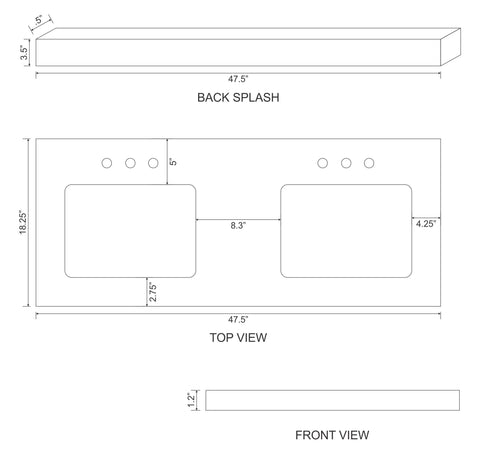Image of American Imaginations Xena 74-in. W Floor Mount White Vanity Set For 3H8-in. Drilling Black Galaxy Top White UM Sink AI-19070