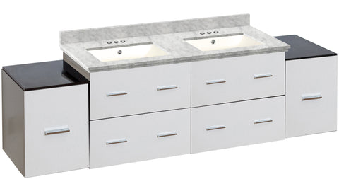 Image of American Imaginations Xena 74-in. W Wall Mount White Vanity Set For 3H4-in. Drilling Bianca Carara Top Biscuit UM Sink AI-19052
