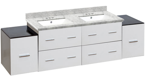 Image of American Imaginations Xena 74-in. W Wall Mount White Vanity Set For 3H4-in. Drilling Bianca Carara Top White UM Sink AI-19051