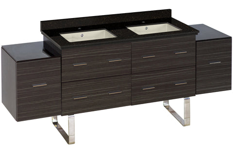 Image of American Imaginations Xena 75.5-in. W Floor Mount Dawn Grey Vanity Set For 1 Hole Drilling Black Galaxy Top Biscuit UM Sink AI-19039