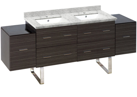 Image of American Imaginations Xena 76-in. W Floor Mount Dawn Grey Vanity Set For 1 Hole Drilling Bianca Carara Top White UM Sink AI-19032