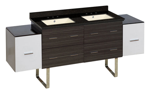 Image of American Imaginations Xena 76-in. W Floor Mount White-Dawn Grey Vanity Set For 3H8-in. Drilling Black Galaxy Top Biscuit UM Sink AI-20147