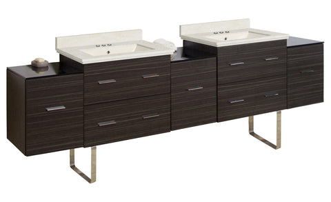 Image of American Imaginations Xena 88.5-in. W Floor Mount Dawn Grey Vanity Set For 3H4-in. Drilling  Biscuit UM Sink AI-19108