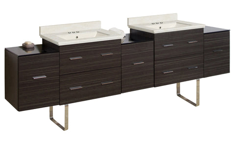 Image of American Imaginations Xena 88.5-in. W Floor Mount Dawn Grey Vanity Set For 3H4-in. Drilling Biscuit UM Sink AI-19108