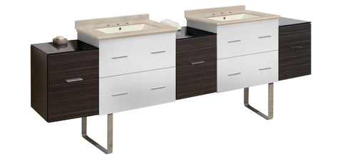 Image of American Imaginations Xena 88.5-in. W Floor Mount White-Dawn Grey Vanity Set For 3H8-in. Drilling  Biscuit UM Sink AI-20267