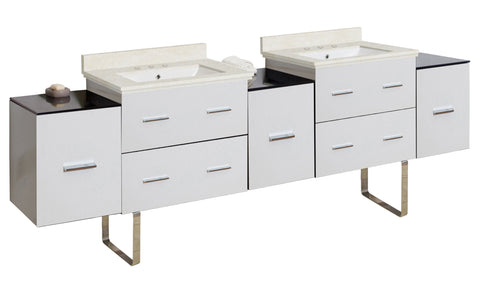 Image of American Imaginations Xena 88.5-in. W Floor Mount White Vanity Set For 3H8-in. Drilling White UM Sink AI-19147