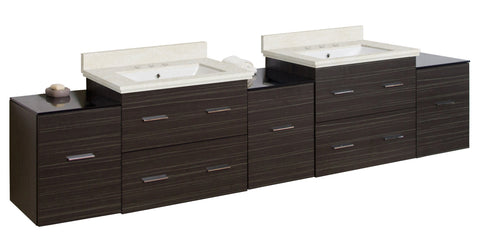 Image of American Imaginations Xena 88.5-in. W Wall Mount Dawn Grey Vanity Set For 3H8-in. Drilling White UM Sink AI-19084