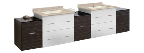 Image of American Imaginations Xena 88.5-in. W Wall Mount White-Dawn Grey Vanity Set For 1 Hole Drilling Biscuit UM Sink AI-20242