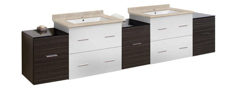 Image of American Imaginations Xena 88.5-in. W Wall Mount White-Dawn Grey Vanity Set For 1 Hole Drilling White UM Sink AI-20241