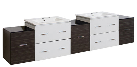 Image of American Imaginations Xena 88.5-in. W Wall Mount White-Dawn Grey Vanity Set For 3H8-in. Drilling AI-20234