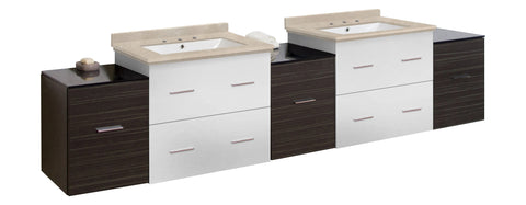 Image of American Imaginations Xena 88.5-in. W Wall Mount White-Dawn Grey Vanity Set For 3H8-in. Drilling White UM Sink AI-20245
