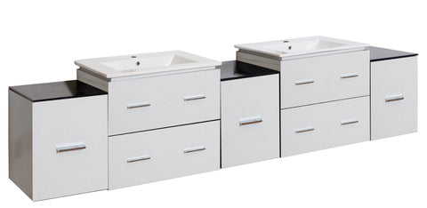 Image of American Imaginations Xena 88.5-in. W Wall Mount White Vanity Set For 1 Hole Drilling AI-19115