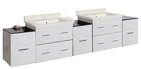 Image of American Imaginations Xena 88.5-in. W Wall Mount White Vanity Set For 1 Hole Drilling  Biscuit UM Sink AI-19125