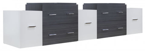 Image of American Imaginations Xena 88.5-in. W X 17.8-in. D Modern Wall Mount Plywood-Melamine Vanity Base Set Only In White-Dawn Grey AI-19842