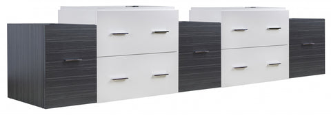 Image of American Imaginations Xena 88.5-in. W X 17.8-in. D Modern Wall Mount Plywood-Veneer Vanity Base Set Only In White-Dawn Grey AI-19843