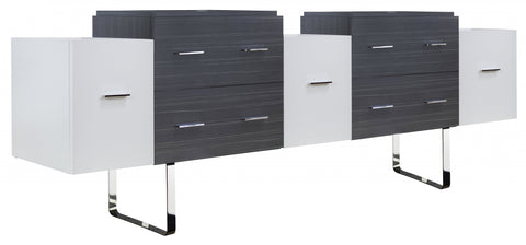 Image of American Imaginations Xena 88.5-in. W X 18-in. D Modern Plywood-Melamine Vanity Base Set Only In White-Dawn Grey AI-19852