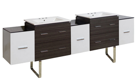 Image of American Imaginations Xena 90-in. W Floor Mount White-Dawn Grey Vanity Set For 3H8-in. Drilling AI-20213