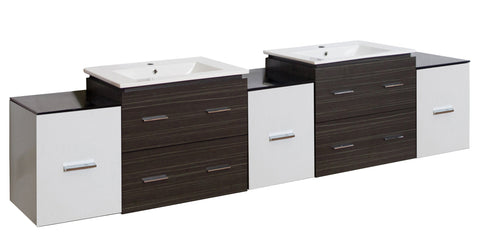 Image of American Imaginations Xena 90-in. W Wall Mount White-Dawn Grey Vanity Set For 1 Hole Drilling AI-20190