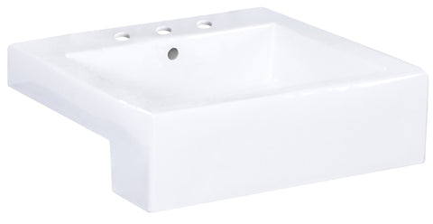 Image of American Imaginations Xena Farmhouse 20.25-in. W Semi-Recessed White Vessel For 3H4-in. Center Drilling AI-1580