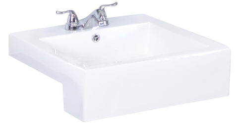 Image of American Imaginations Xena Farmhouse 20.25-in. W Semi-Recessed White Vessel For 3H4-in. Center Drilling AI-1580