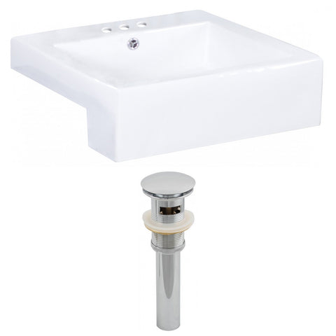 Image of American Imaginations Xena Farmhouse 20.25-in. W Semi-Recessed White Vessel Set For 3H4-in. Center Faucet AI-14855