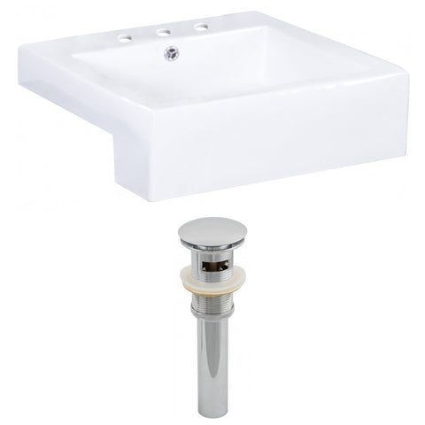 Image of American Imaginations Xena Farmhouse 20.25-in. W Semi-Recessed White Vessel Set For 3H8-in. Center Faucet AI-14854