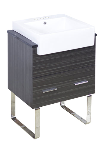 Image of American Imaginations Xena Farmhouse 25.25-in. W Floor Mount Dawn Grey Vanity Set For 3H4-in. Drilling Black Galaxy Top AI-1545