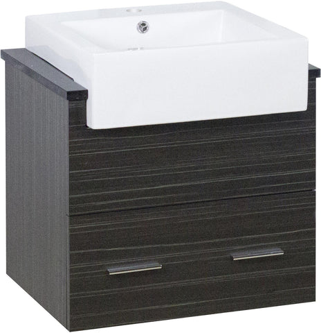 Image of American Imaginations Xena Farmhouse 25.25-in. W Wall Mount Dawn Grey Vanity Set For 1 Hole Drilling Black Galaxy Top AI-1588