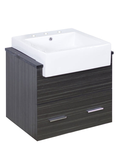 Image of American Imaginations Xena Farmhouse 25.25-in. W Wall Mount Dawn Grey Vanity Set For 3H8-in. Drilling Black Galaxy Top AI-1590