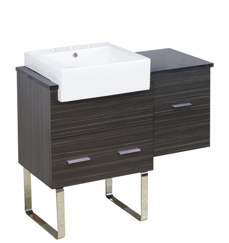 Image of American Imaginations Xena Farmhouse 36.75-in. W Floor Mount Dawn Grey Vanity Set For 3H8-in. Drilling Black Galaxy Top AI-1548