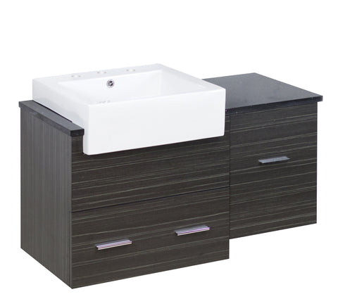 Image of American Imaginations Xena Farmhouse 36.75-in. W Wall Mount Dawn Grey Vanity Set For 3H8-in. Drilling Black Galaxy Top AI-1592