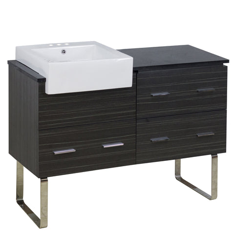 Image of American Imaginations Xena Farmhouse 48.75-in. W Floor Mount Dawn Grey Vanity Set For 3H4-in. Drilling Black Galaxy Top AI-19733