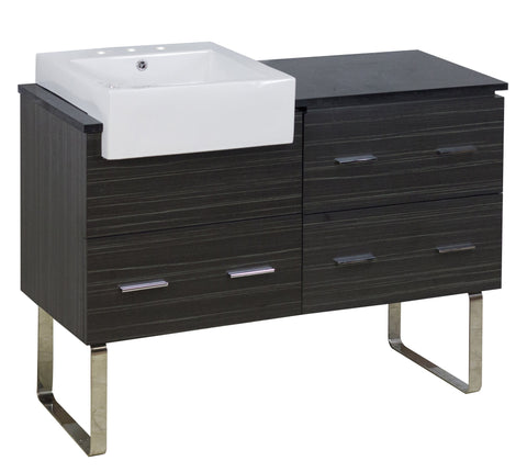 Image of American Imaginations Xena Farmhouse 48.75-in. W Floor Mount Dawn Grey Vanity Set For 3H8-in. Drilling Black Galaxy Top AI-19734