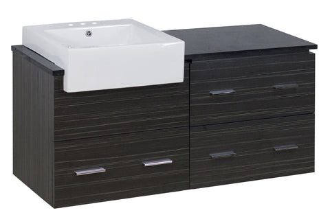 Image of American Imaginations Xena Farmhouse 48.75-in. W Wall Mount Dawn Grey Vanity Set For 3H4-in. Drilling Black Galaxy Top AI-19739