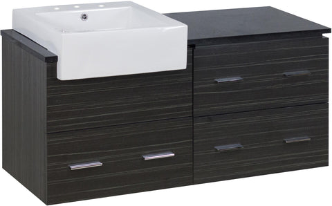 Image of American Imaginations Xena Farmhouse 48.75-in. W Wall Mount Dawn Grey Vanity Set For 3H8-in. Drilling Black Galaxy Top AI-19740