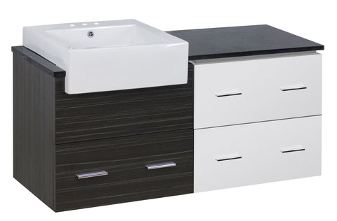 Image of American Imaginations Xena Farmhouse 48.75-in. W Wall Mount White-Dawn Grey Vanity Set For 3H4-in. Drilling Black Galaxy Top AI-19742