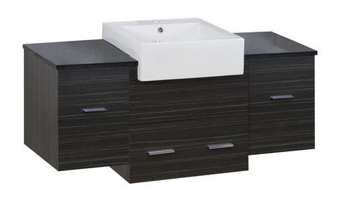 Image of American Imaginations Xena Farmhouse 50.75-in. W Wall Mount Dawn Grey Vanity Set For 1 Hole Drilling Black Galaxy Top AI-19804