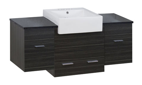 Image of American Imaginations Xena Farmhouse 50.75-in. W Wall Mount Dawn Grey Vanity Set For 3H4-in. Drilling Black Galaxy Top AI-19805