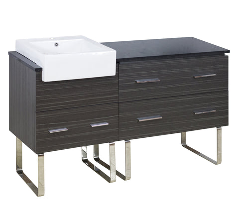 Image of American Imaginations Xena Farmhouse 57.75-in. W X 18-in. D Modern Plywood-Melamine Vanity Base Set Only In Dawn Grey AI-19638