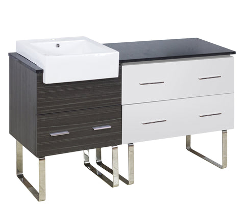 Image of American Imaginations Xena Farmhouse 57.75-in. W X 18-in. D Modern Plywood-Melamine Vanity Base Set Only In White-Dawn Grey AI-19639