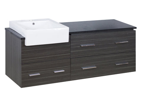 Image of American Imaginations Xena Farmhouse 57.75-in. W X 18-in. D Modern Wall Mount Plywood-Melamine Vanity Base Set Only In Dawn Grey AI-19610