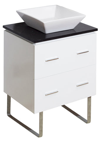Image of American Imaginations Xena Quartz 24-in. W Floor Mount White Vanity Set For Wall Mount Drilling Black Galaxy Top AI-732