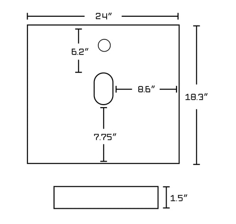 Image of American Imaginations Xena Quartz 24-in. W X 18.3-in. D Quartz Top In Black Galaxy Color For Deck Mount Faucet AI-658